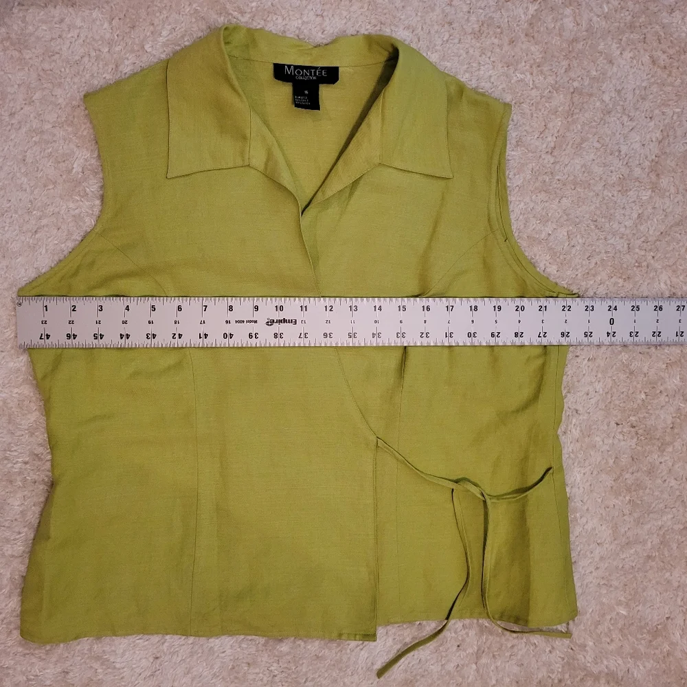 Vintage Montee' Collection lime green wrap top size 16 - Picture 6 of 10